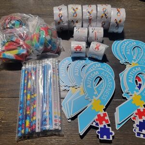 Autism Awareness Bundle -36 Bracelets, 24 Magnets, 24 Pencils and 900 Stickers